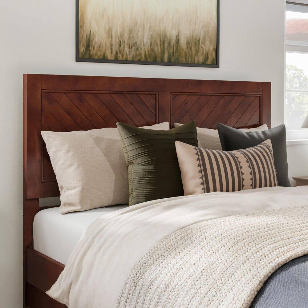AFI Canyon Walnut Solid Wood Foundation Bed Frame with Matching Footboard, Queen