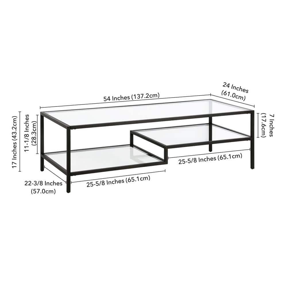Evelyn&Zoe Lovett 54" Wide Rectangular Coffee Table in Blackened Bronze