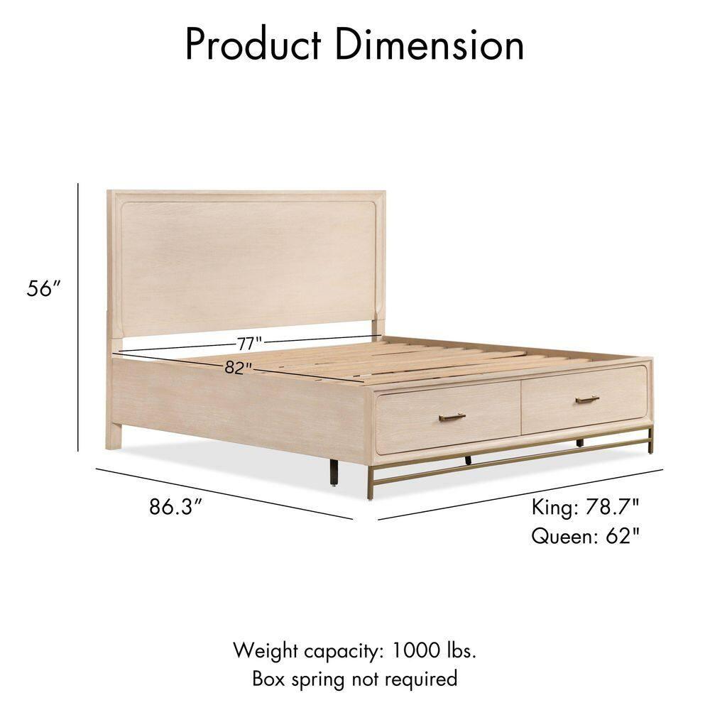 HOMES: Inside + Out 3pc Eastern King Neovesi Platform Bedroom Set Boho with 2 Nightstands Oak