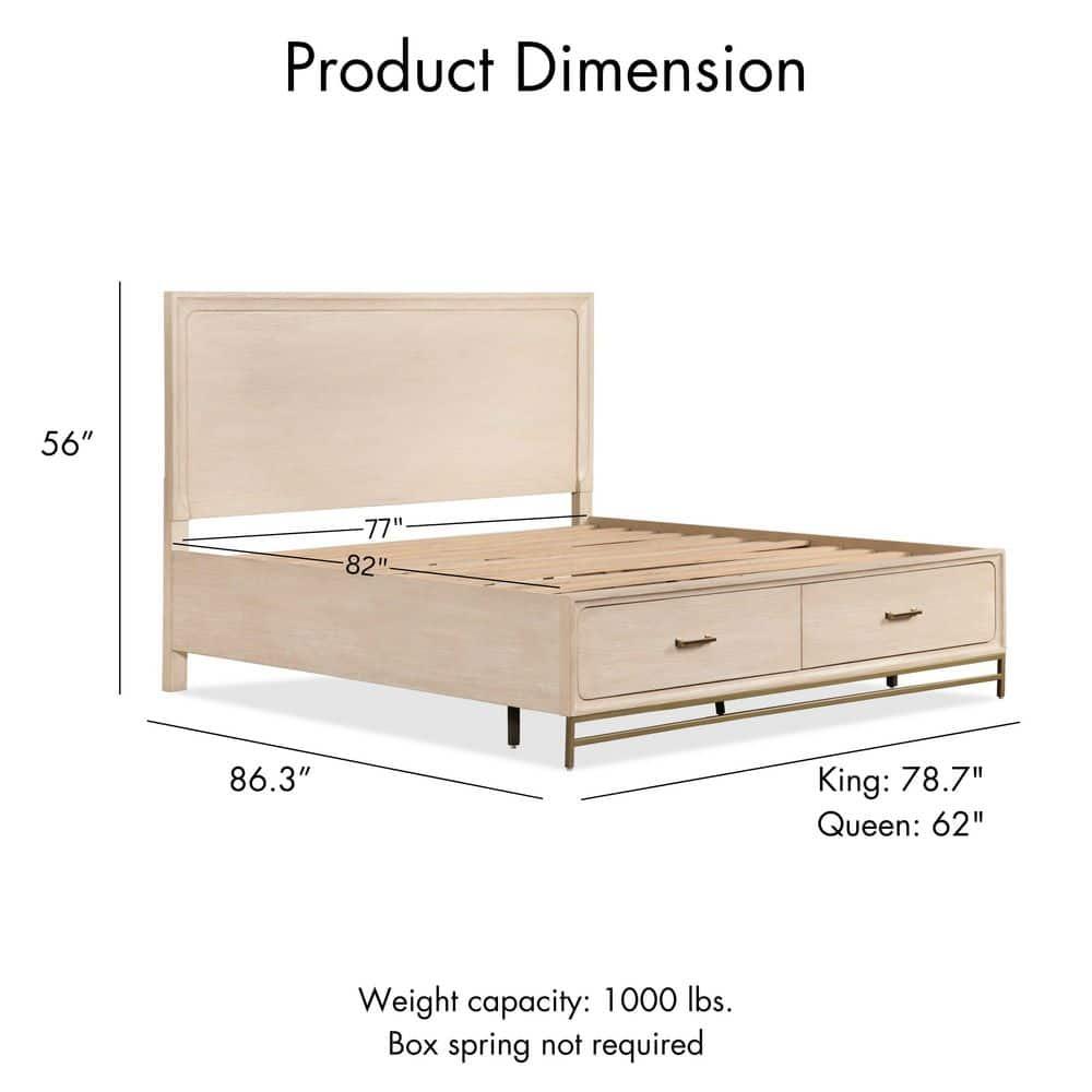 HOMES: Inside + Out 3pc Queen Neovesi Platform Bedroom Set Boho with 2 Nightstands Oak