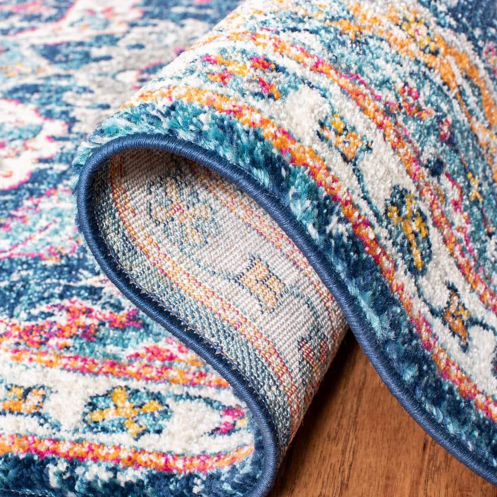 Evoke EVK255 Power Loomed Runner Rug - Navy/Fuchsia - 2'2"x7' - Safavieh.