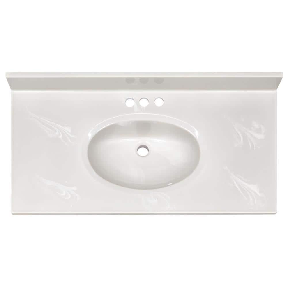 Alcott Hill® 37 Inch Cultured Marble Vanity Top with Backsplash, Improved Package