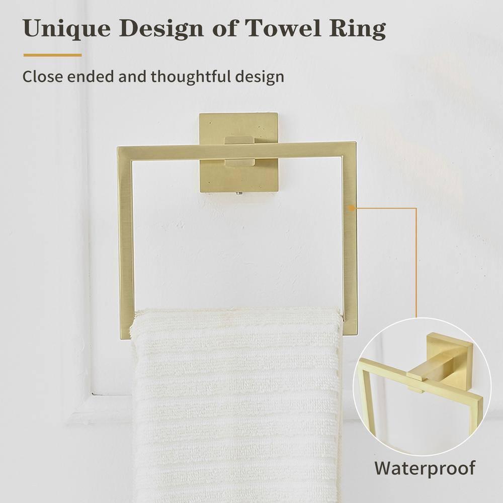 4-Piece Bath Hardware With Towel Bar For Bathroom Wall Towel Hook And Towel Ring Set