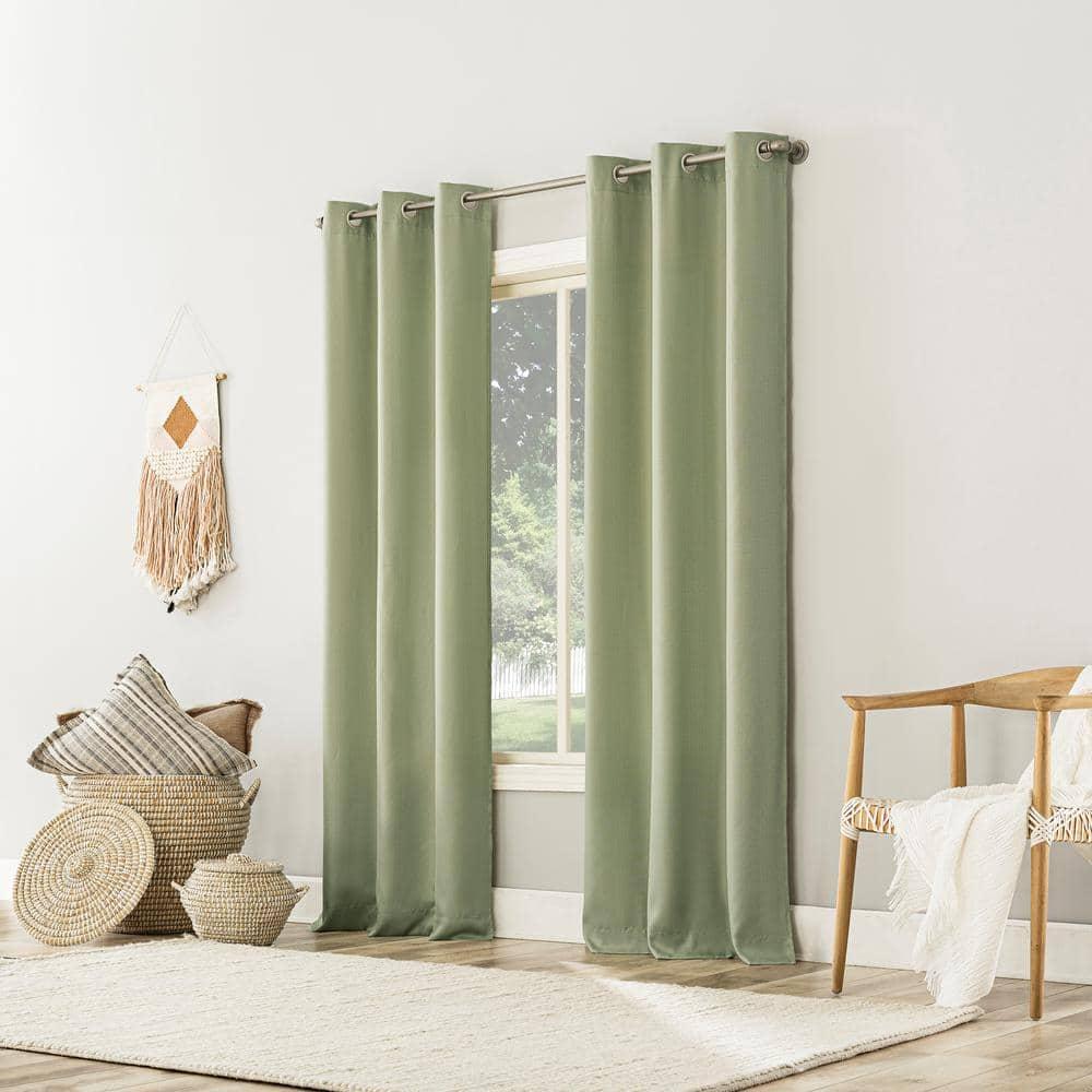 40"x63" No. 918 Light Filtering Semi-Sheer Sora Heathered Texture Grommet Curtain Panel Sage Green: Modern Plain Weave