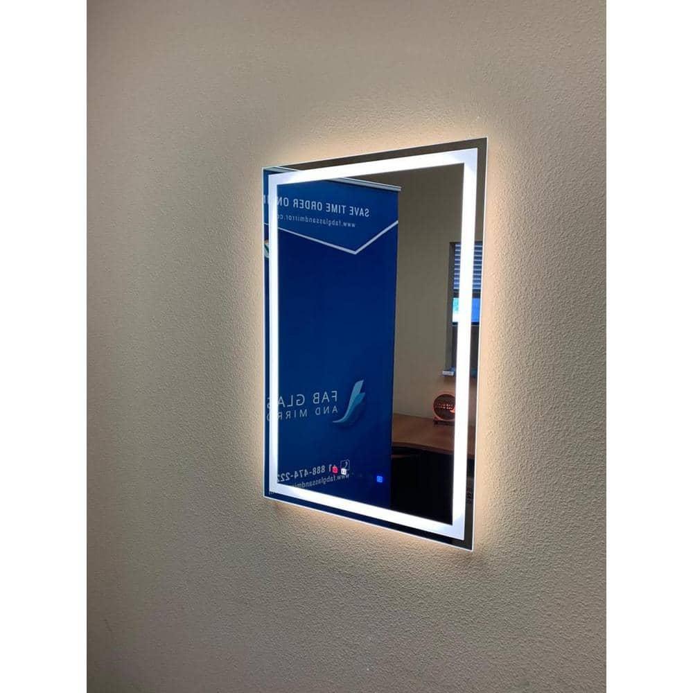 20"x30" inches LED Dimmable Bathroom Mirror Rectangle LED Lighted Wall Mounted Mirror for Vanity Room with Touch Button and Anti-Fog Function by Fab Glass and Mirror