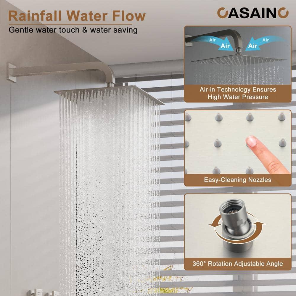 CASAINC Single Handle Thermostatic 4-function Shower Faucet Dual Showerhead