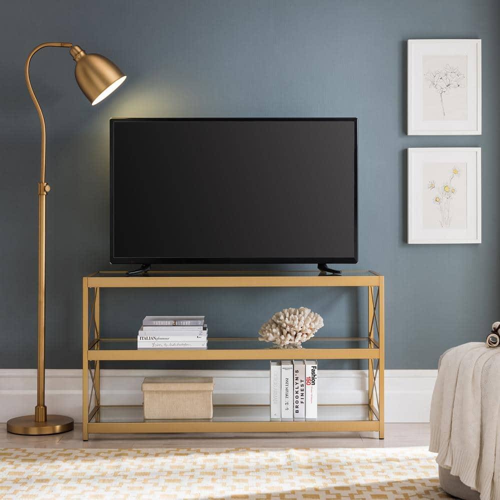 Evelyn&Zoe Hutton Rectangular TV Stand for TV's up to 50", Brass