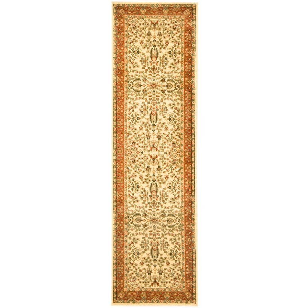 Lyndhurst LNH212 Power Loomed Runner Rug - Ivory/Rust - 2'3"x8' - Safavieh