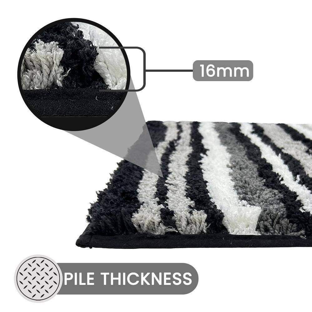 Griffie Collection 100% Polyester Tufted Bath Rug, 24" X 36", Graphite