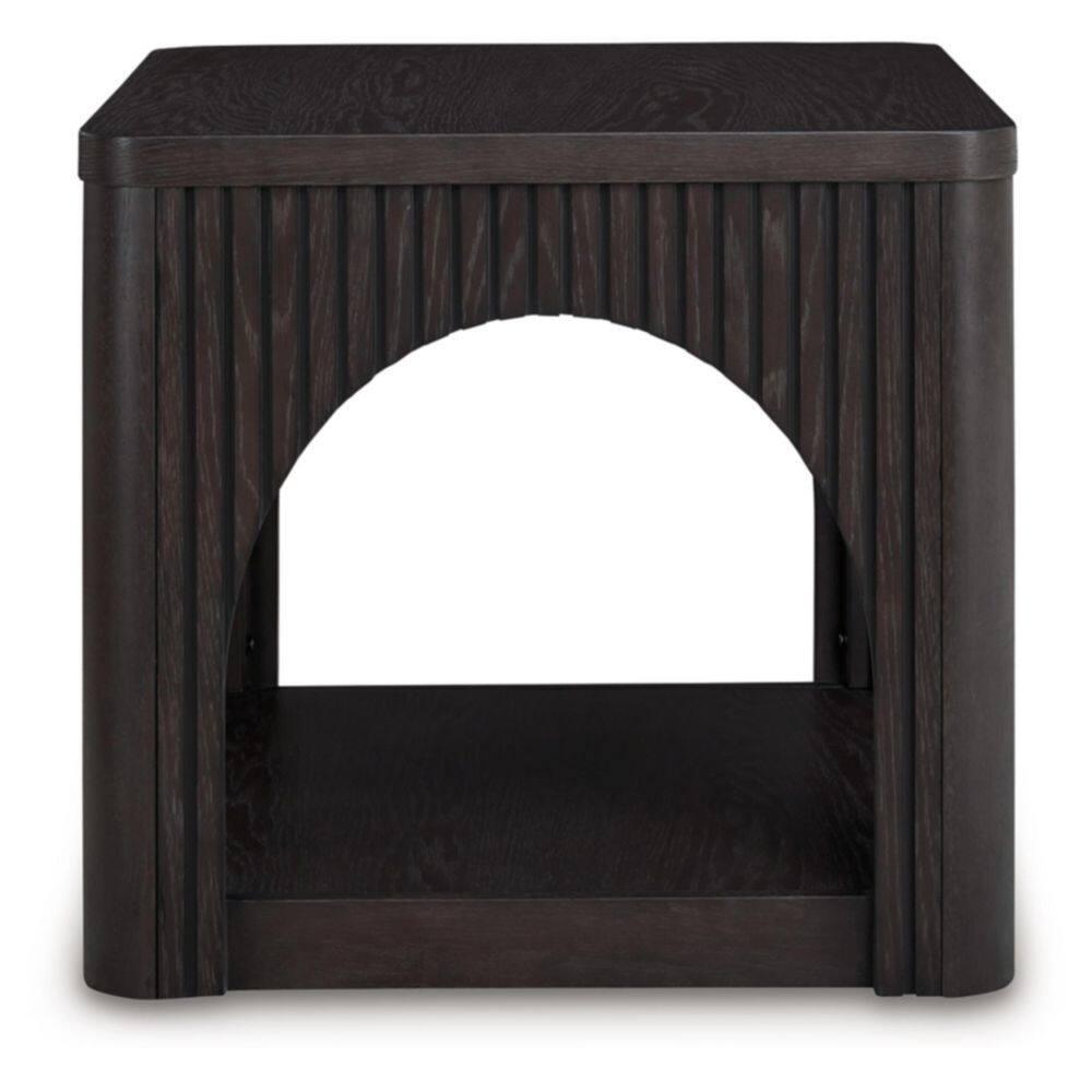 Benjara Yini Square Side End Table, Lattice, Arch Design, 24 Inch Black Wood