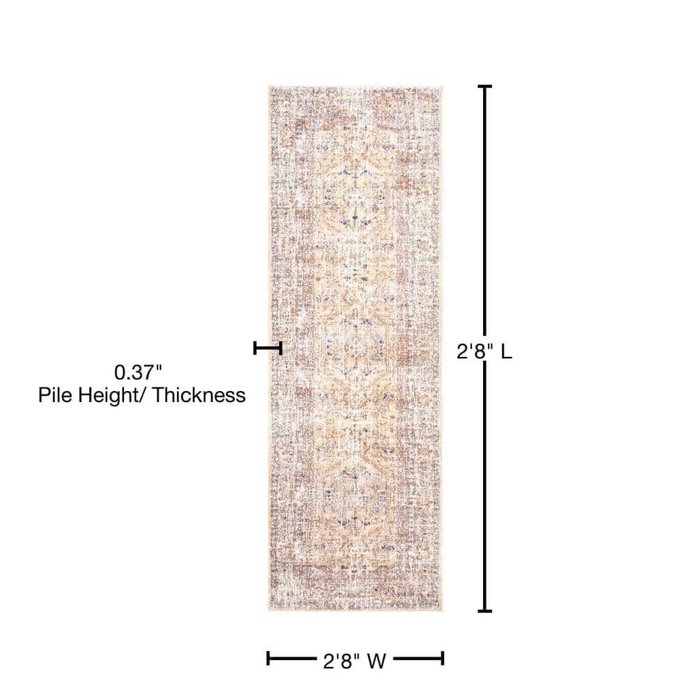 Nuloom Jacquie Oriental/Persian 2x8 Runner Indoor Area Rug for Living Room Bedroom Dining Room Entryway Hallway Kitchen, Gold/Ivory