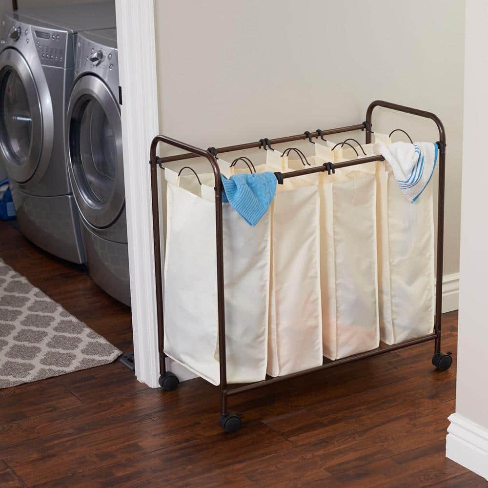 Rolling Laundry Sorter, 4 Bag Laundry Sorter Cart with Washable and Removable Bags
