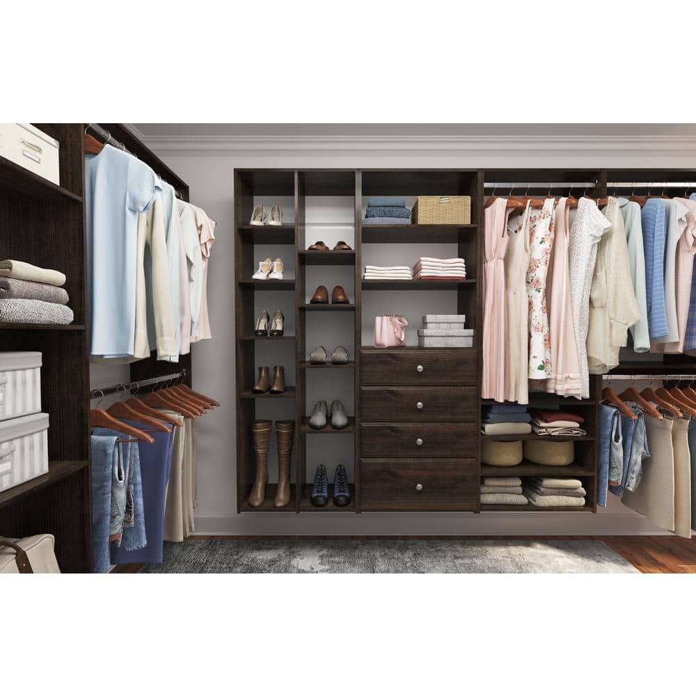 Easy Track 680099 25-1/8" Wide Double Hanging Rod Closet Organizer System - Truffle