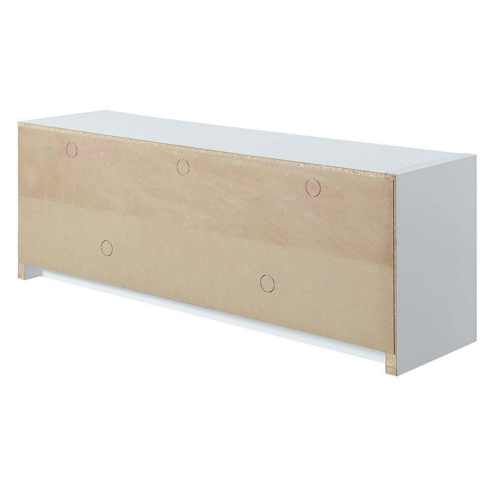 Convenience Concepts Newport Marbella 60 inch TV Stand with Cabinets and Shelves, White