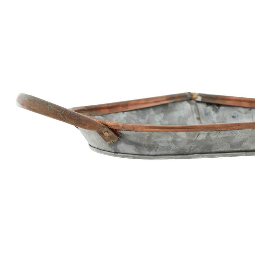 DecMode 14", 22", 28"W Gray Metal Galvanized Tray, 3-Pieces