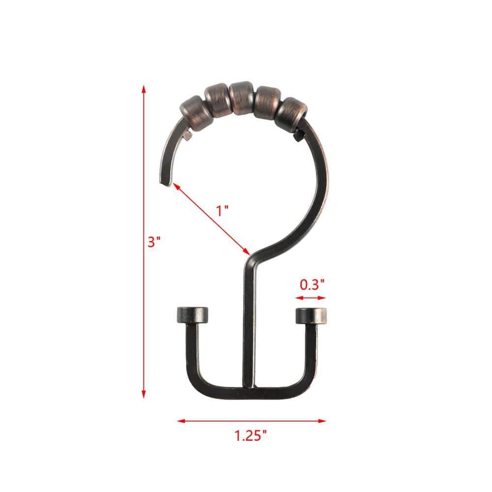 Utopia Alley Shower Hooks - Double Shower Curtain Rings for Bathroom - Rust Resistant Shower Curtain Hooks for Shower Curtain or Liner - Double Shower Curtain Hooks - Set of 12, Oil Rubbed Bronze