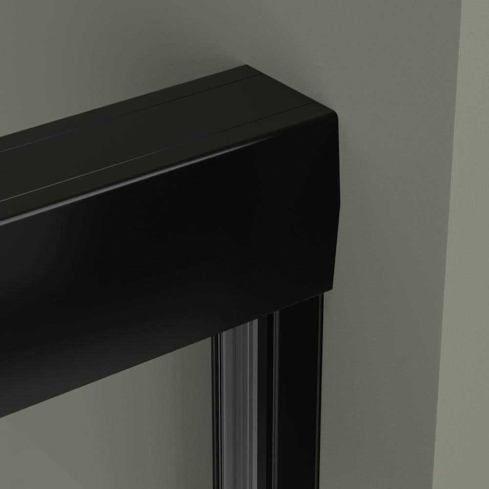 50-54" W x 72" H Semi-Frameless Sliding Glass Shower Door, Matte Black Finish Shower Door with 1/4'' (6mm) Clear SGCC Tempered Glass