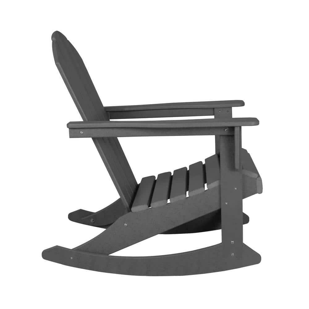 SERWALL Modern Outdoor Rocking Chairs Set of 2, All Weather Adirondack Rocker for Porch, Backyard, Garden, Gray