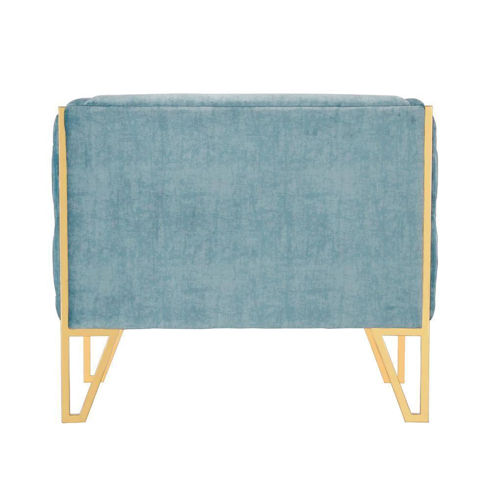 Set of 2 Vector Velvet Accent Chairs Ocean Blue - Manhattan Comfort: Plush, Tufted, No Assembly Required