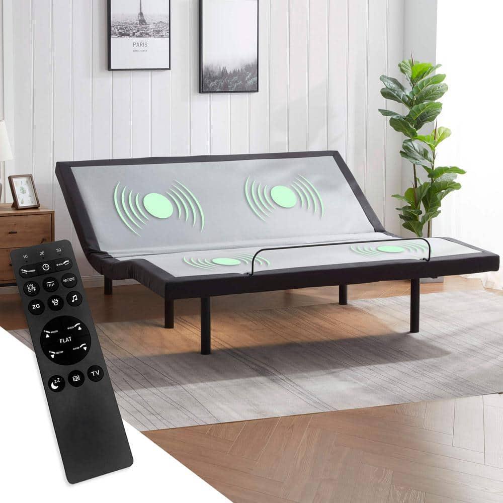 Clara Clark Clara Clark Massaging Zero Gravity, Zero Clearance Adjustable Bed with Wireless Remote, USB Ports & LED Lights