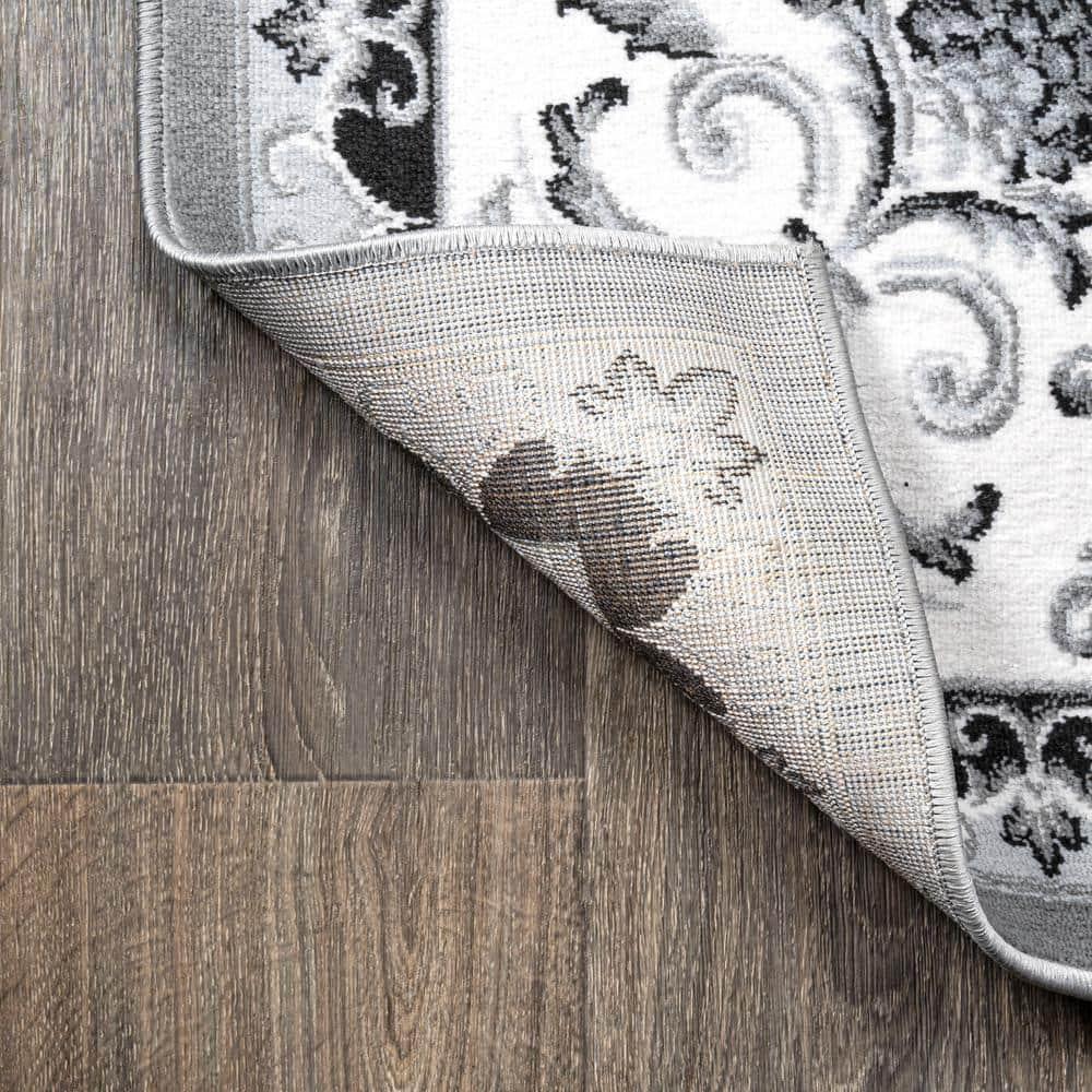 3'x 5' Acanthus French Border Area Rug, Gray/Cream - JONATHAN Y