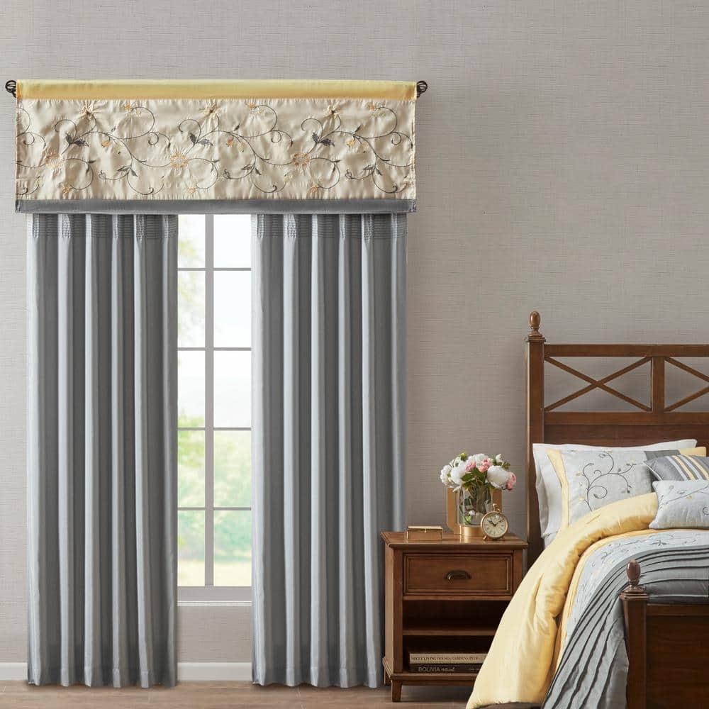 Madison Park Serene Floral Embroidered 50'' W Single Window Valance
