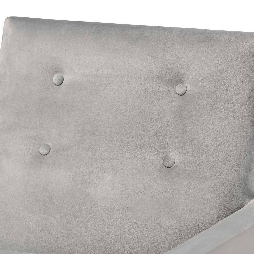Perris Mid-Century Modern Velvet Fabric Upholstered Wood Lounge Chair Gray - Baxton Studio: Comfy Seating for Living Space