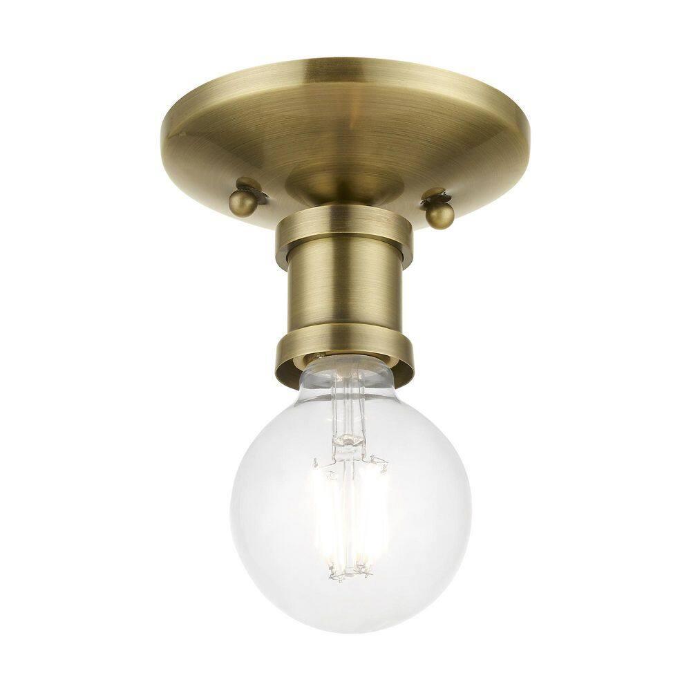 Livex Lighting Lansdale 1 - Light Flush Mount in  Antique Brass