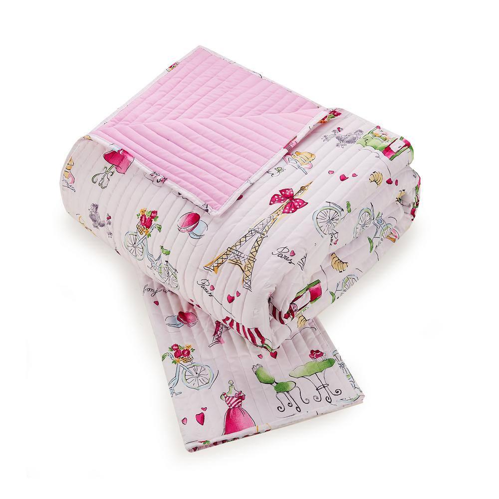 Urban Playground Pretty in Paris Reversible Pink Quilt Set