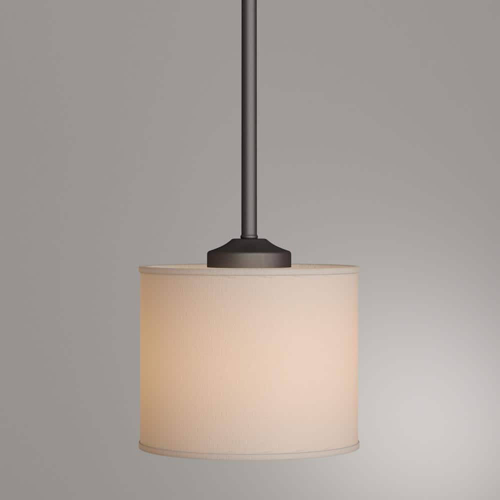 Progress Lighting, Inspire Collection, 1-Light Mini-Pendant, Antique Bronze, Off-White Linen Fabric Shade