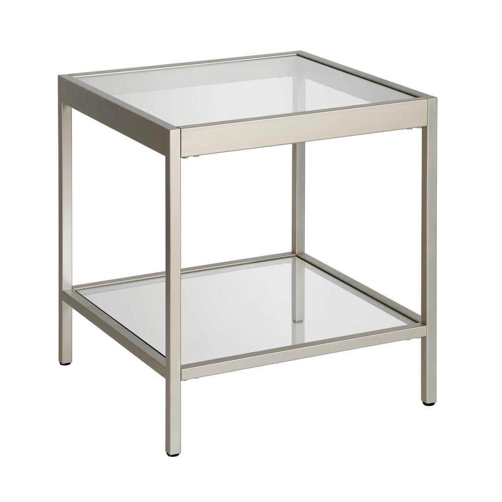 Evelyn&Zoe Alexis 20" Wide Square Side Table, Nickel