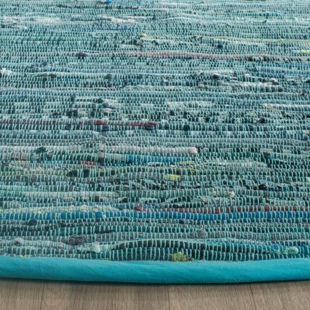 Rag Rug RAR121 Hand Woven Indoor Area Rug - 6' Round - Blue/Multi - Safavieh