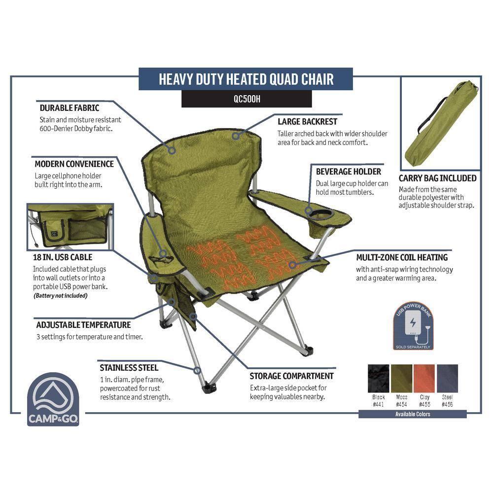 Rio Brands Heavy Duty Heated Deluxe Quad Chair