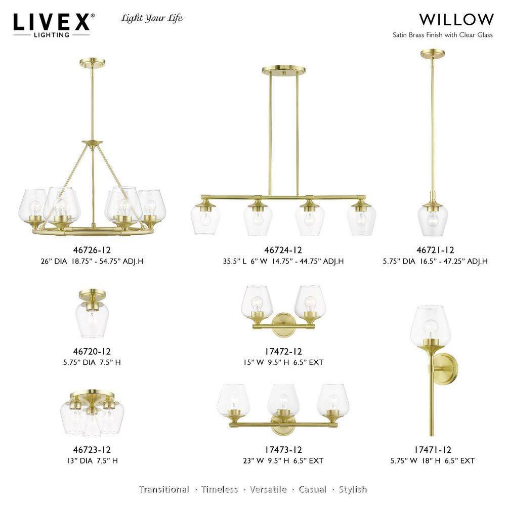 Livex Lighting Willow 3 - Light Flush Mount in Satin Brass