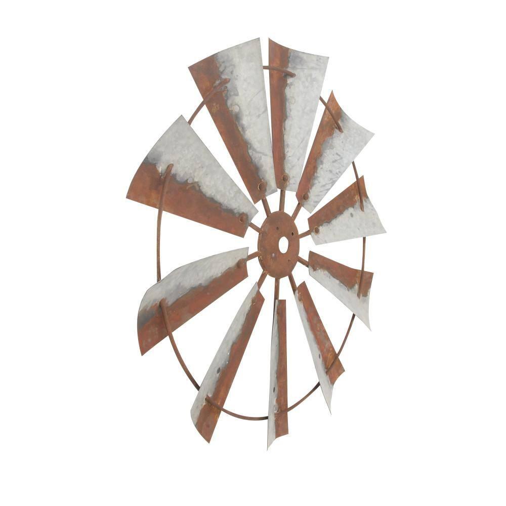 Millwood Pines Metal Indoor Outdoor Windmill Brown Wall Decor