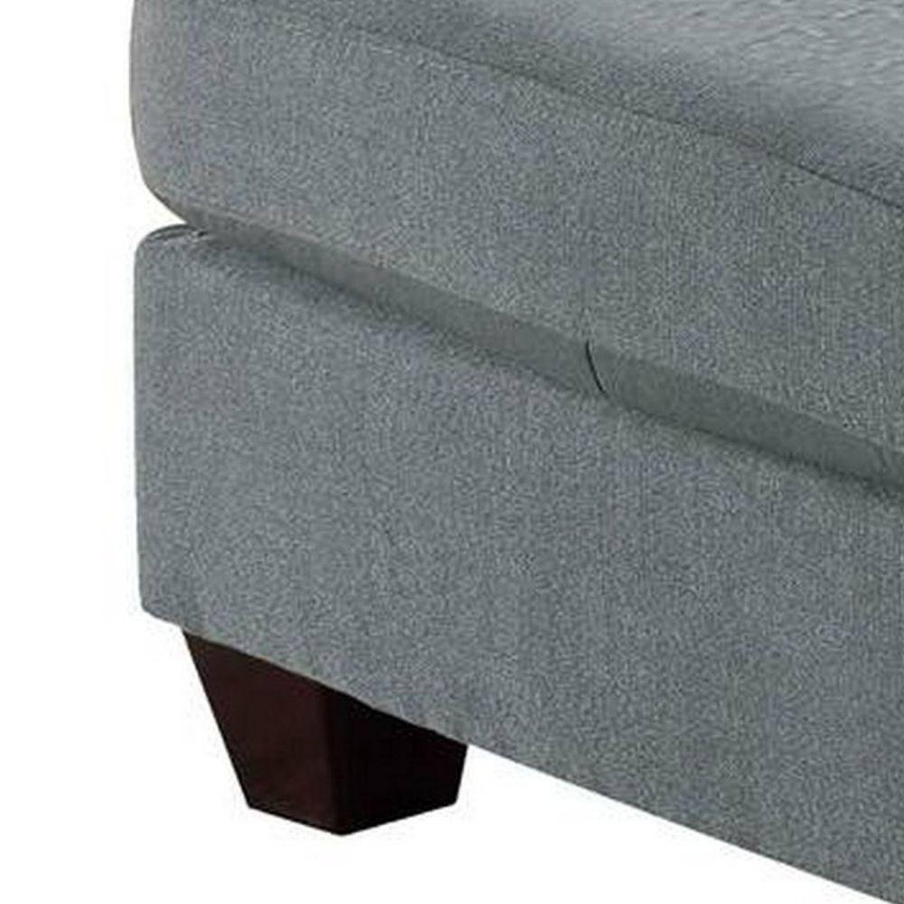 Homestock Natural Beauty Square Ottoman with Gray Linen Upholstery, Plush Foam Seat, Block Legs, 32"L x 26"W x 19"H, Modern Design for Living Room or Bedroom
