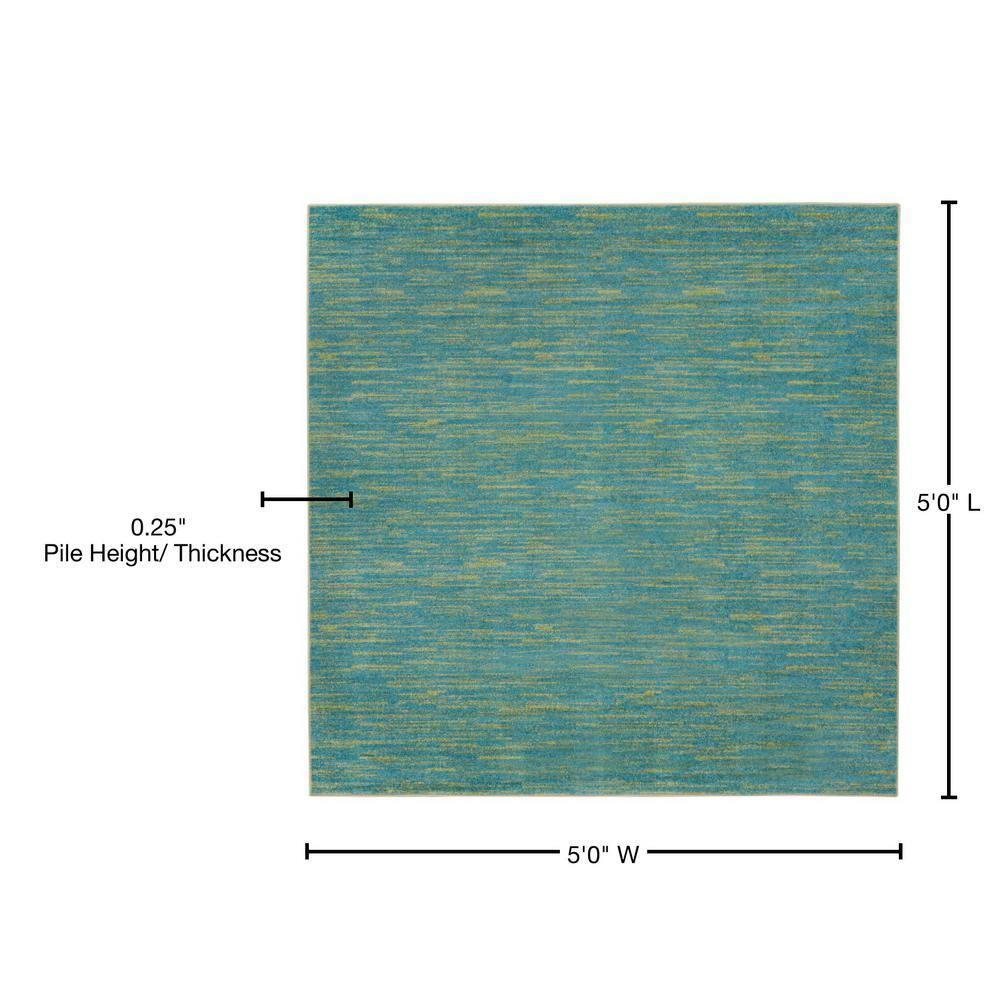 Nourison Nourison Essentials NRE01 Indoor/outdoor Area Rug - Blue Green 5' x square