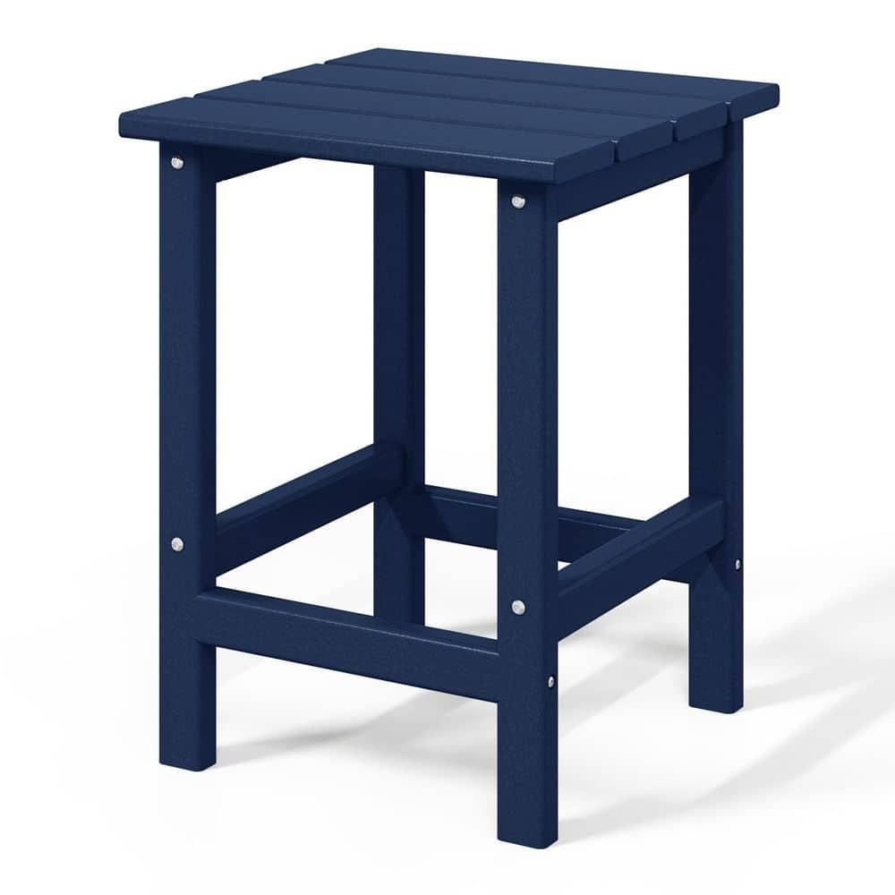 Polytrends  Laguna Hdpe All Weather Outdoor Patio Square Side Table Navy Blue