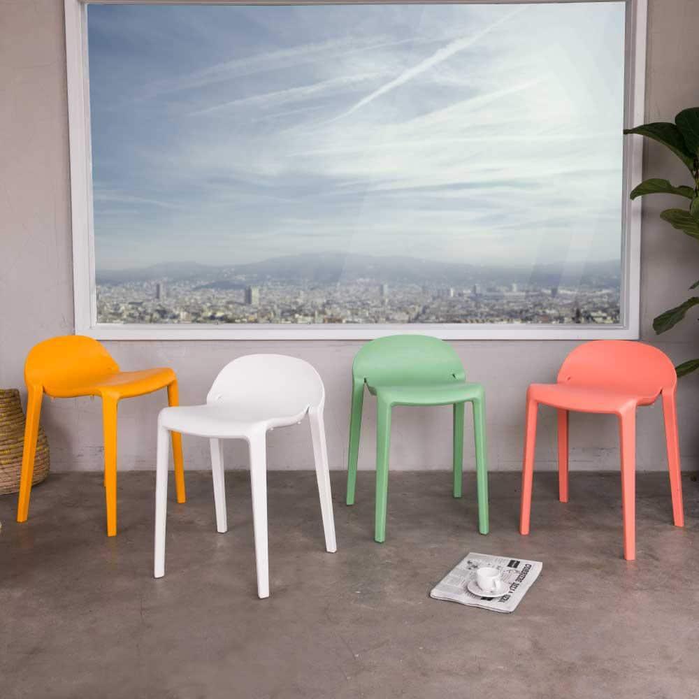 2pc Joyous Short Stools - Green - Lagoon: Resin Frame, Contoured Seat, No Assembly, UV & Weather-Resistant