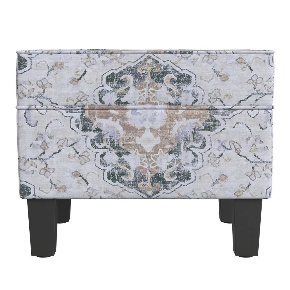 Medium Storage Ottoman Black - HomePop: Hinged Lid, Cotton Upholstery, Hardwood Frame