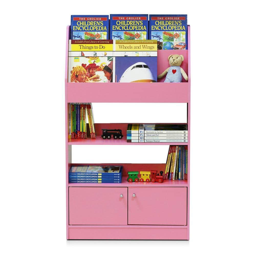 Kidkanac Magazine & Bookshelf with Toy Storage Cabinet, Pink