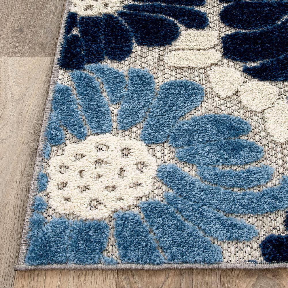 World Rug Gallery Palermo Modern Floral Indoor/Outdoor Area Rug - Navy 5' x 7':  Weather-Resistant,  Low Pile,  Botanical Pattern