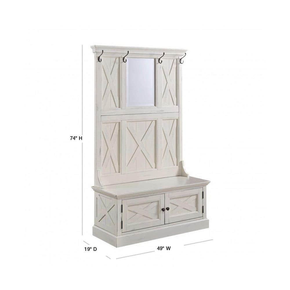 Seaside Lodge Hall Tree White - Home Styles: Mudroom Storage with Bench & Coat Hooks