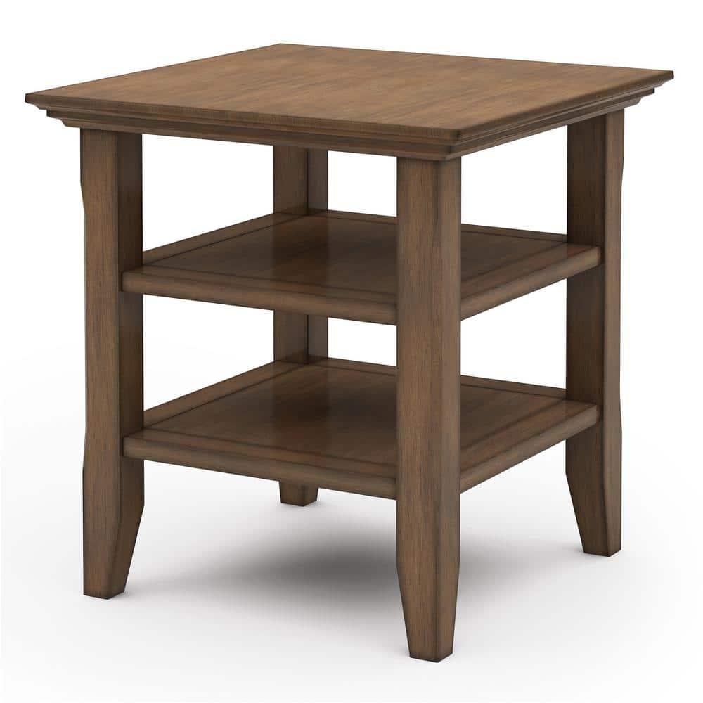 Simpli Home Acadian Solid Wood Transitional Table with Open Shelves