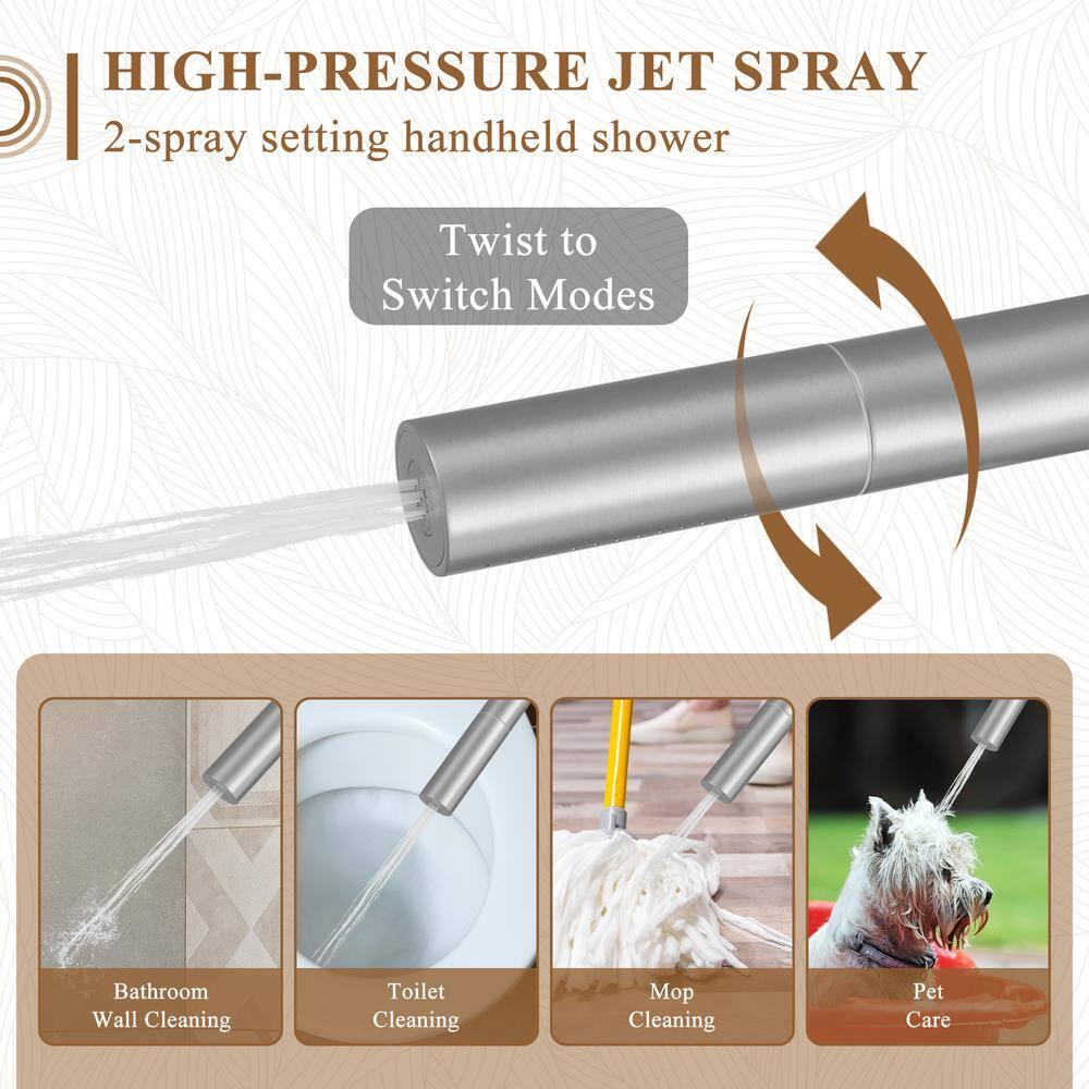 Rainfall Thermostatic Shower System with Body Jets, 2-Sprays Shower Head and a Shelf