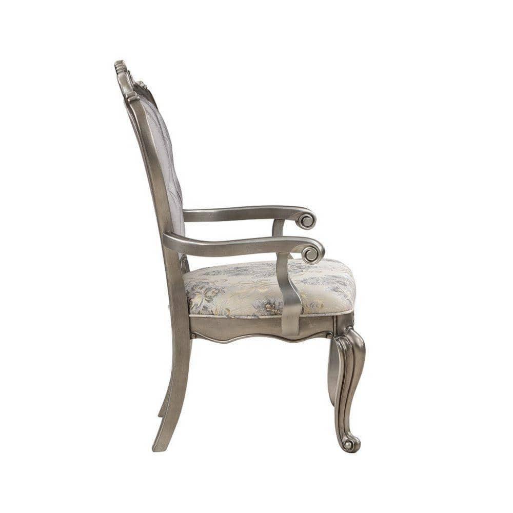 27 in. Aria Side Dining Chair, Velvet, Antique Platinum Tone - Set of 2