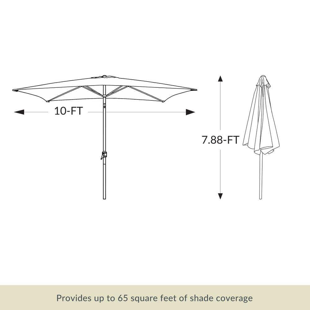 Island Umbrella 10' x 6.5' Rectangular Bimini Market Patio Umbrella Black: Weather-Resistant, Steel Frame, Crank Handle