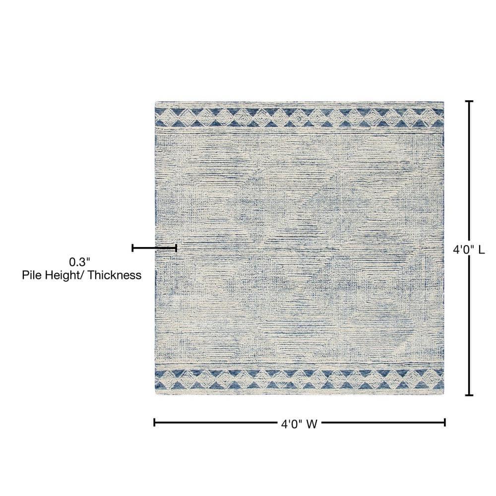 Abstract ABT349 Hand Tufted Area Rug - Ivory/Navy - 4'x4' - Safavieh .