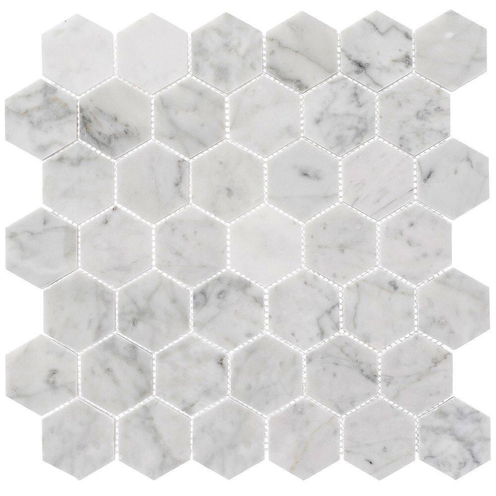 SAMPLE-Channing 2" x 2" Marble Honeycomb Mosaic Floor Use Tile