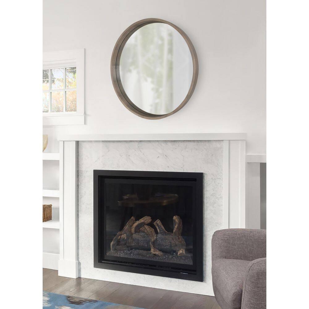 30" Hutton Round Wall Mirror Gray - Kate & Laurel All Things Decor